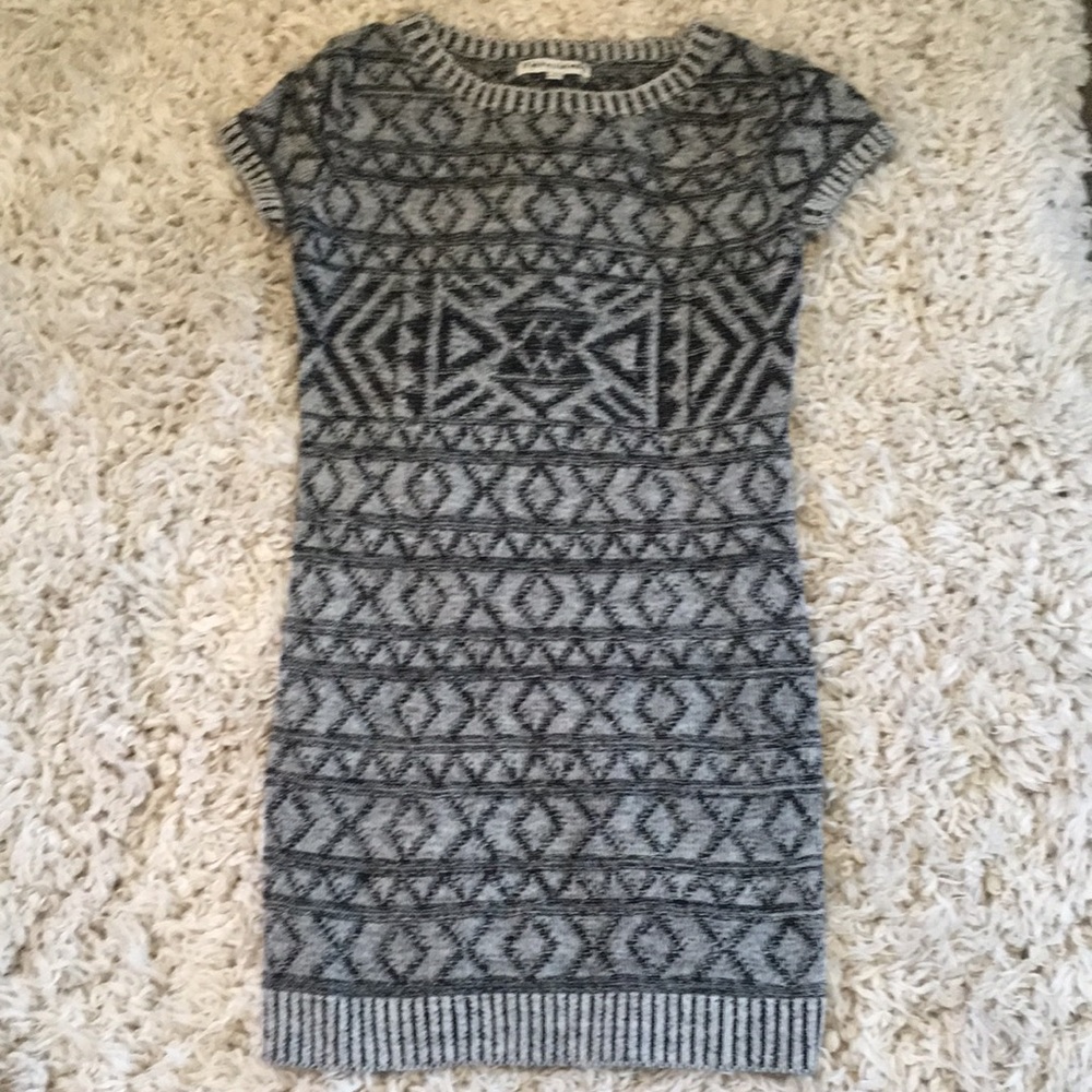Black and gray sweater dress